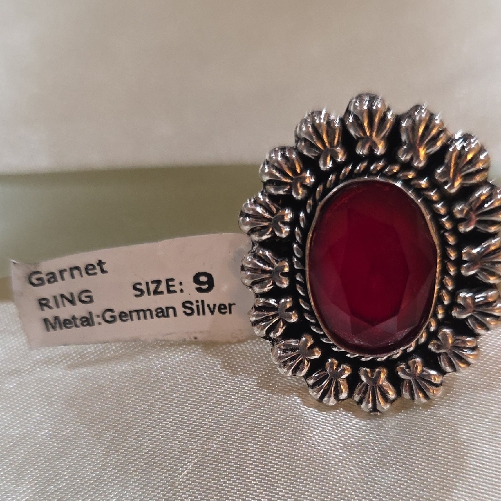 Garnet German Silver Ring